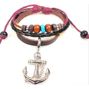 China Anchors personalized leather bracelet bracelet jewelry gift ideas leather jewelry Pirates supplier