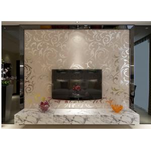 China European Style Embossed Vinyl Wallpaper Silver Grey Leaf Pattern for Home , Hotel supplier