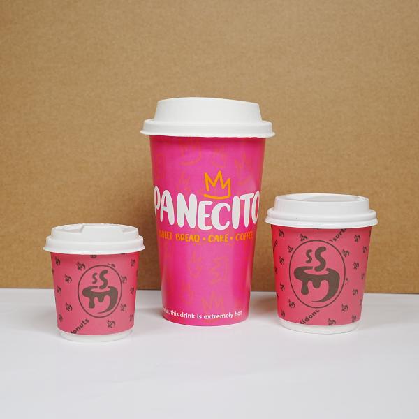 Gobelets à café compostables personnalisés, gobelets en papier jetables pour café à emporter avec couvercles