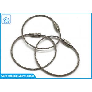 Luggage Tag Wire Buckle Cable Loop Key Ring , Stainless Steel Wire Rope Keychain