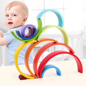 China Baby Soft Rainbow Kids Fine Motor Training Building Blocks Tower Toy Silicone Stacking Toys supplier