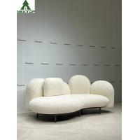 China Shaped Fabric Velvet 3 Seats White Plush Sofa For Hotel Room Home Villa on sale