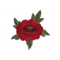 China Red Flower Embroidered Applique Patches Sew On 16*16 cm For Clothing Decoration on sale