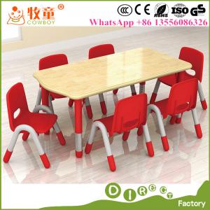 Early Childhood Centre Kids Furniture 6 Seats Wooden Table and Chairs Supplier in Guangzhou China