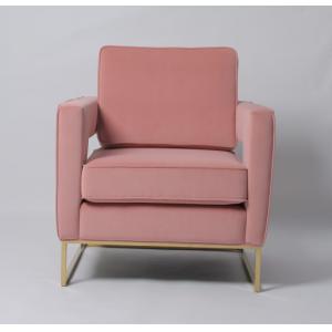China Modern Living Room Furniture Velvet Pale Pink Sofa With Metal Frame supplier