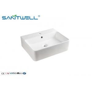 China Luxury Style Ceramic Art Basin , Bathroom Countertop Basin With Rectangle Shape supplier