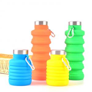 BPA Free Collapsible Silicone Water Bottle , 500ml Foldable Travel Bottle