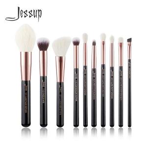 Portable Eco ISO14001 Natural Makeup Brushes Set 10 Piece Collection