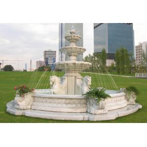 white marble outdoor stone fountains with horse statue