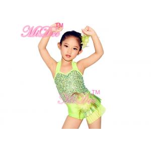 China Halter Neck Sequin Tops Jazz Dance Costume Latin Biketard For Little Girls supplier