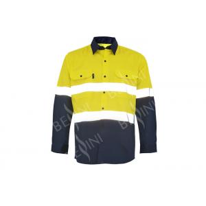 China 100% Cotton Two Tone Custom Work Shirts With 5CM Reflective Tape Chest Pockets supplier