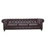 China Reddish Brown Three Seater Leather Sofa High Density Foam / Sponge Solid Structure wholesale