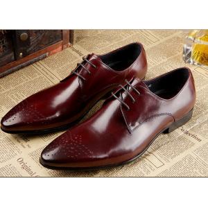 Genuine Leather Men'S Wedding Dress Shoes Formal Business Shoes With Black Stitching