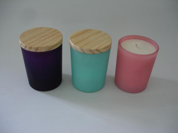 scented Soywax glass candles with wood lid