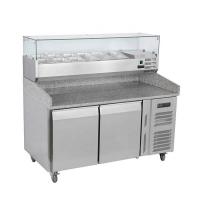 China Marble Top Refrigerated Pizza Prep Table 260L With Salad Bar on sale