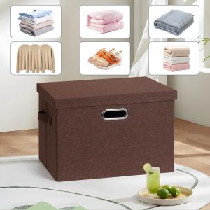 China Large jute fabrics Collapsible Storage Bins With Lids Jute Fabric Foldable Storage Boxes Organizer Containers Baskets Cube With Cover For Home Bedroom Closet Office Nursery wholesale