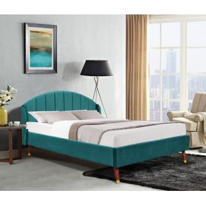 Design Modern Oem Upholstered Wood Bed Frame Double Size Velvet Plywood