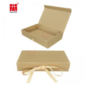 China Ribbon Closure Foldable Shipping Boxes , SGS Brown Kraft Gift Boxes supplier