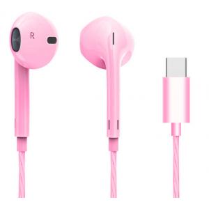 Pink Customized 3.5 Mm Jack Noise Cancelling Sport Earbuds / Headphone For Sumsung