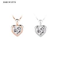 China 0.69ft 0.7oz Sterling Silver Heart Pendant Necklace Fiancée Cubic Zirconia Necklace on sale