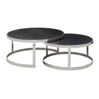 China Modern Round Oak Wood Top Stainless Steel Nesting Tables 20mm on sale