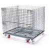 Foldable & Stackable Galvanized Metal Wire Mesh Pallet Cage for Warehouse