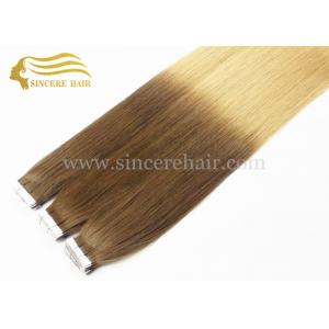 China 26 Inch LONG Ombre Hair Extensions for sale, 65 CM Long 2 Tone Color Ombre Remy Human Hair Extensions Tape In For Sale supplier