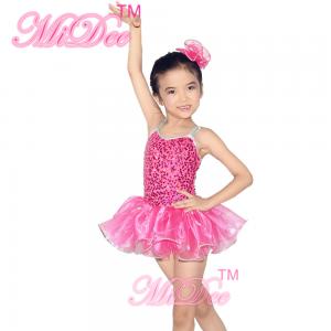 Midee Kids Dance Clothes Coin Sequin Tutu Skirt Dress With Silver Sequins Edge