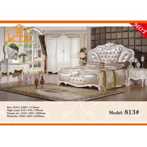 High-class Imperial white leather diamond bed Stylish White top popular import Affordable high gloss bedroom furniture