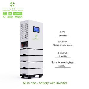 51.2v 100ah 200ah 300ah lifepo4 all in one lithium iron battery stack with hybrid inverter
