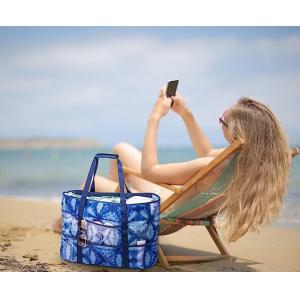 Mesh Beach Bag, Extra Large Beach Bags with 9 Pockets & Zipper Waterproof Lightweight Beach Tote for Beach/Pool Trip