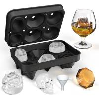 China 3D Skull Ice Cube Trays And 2 Diamond Shaped Ice Cube Moulds For Whisky Cocktails And Coffee Ice Cube Molds Black on sale