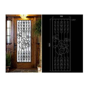 Decorative Inward / Outward Openning  Wrought Iron Glass For Entry Doors
