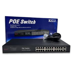China Ethernet de alto rendimiento RJ45 POE Switch 24 POE + 2 Uplink Tamaño compacto para extenso video y enlace AP supplier