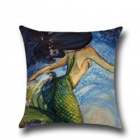 China Ocean Theme Throw Pillow Case Mediterranean Style Cotton Linen Mermaid Square Cushion Covers Nautical Pillow Covers on sale