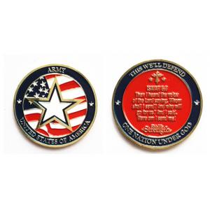 45mm dia. Double-sidedUSA ARMY zinc alloy COIN with soft enamel