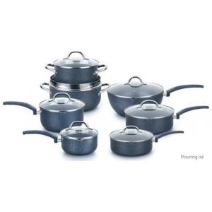 China Eco-friendly Aluminum Stone coating Nonstick Cookware Set Dishwasher Safe with soft handle supplier