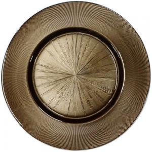 China 13 Inch Beautiful Shiny  Brown Glass Charger Plates For Events supplier