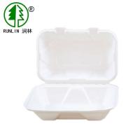 China Pulp Molding Minimalist Bagasse Clamshell Box Biodegradable Disposable Lunch Box on sale