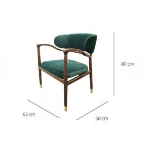 Skin Friendly Light Luxury Hotel Furniture Solid Wood Armrest Silky Velvet Dining Chair
