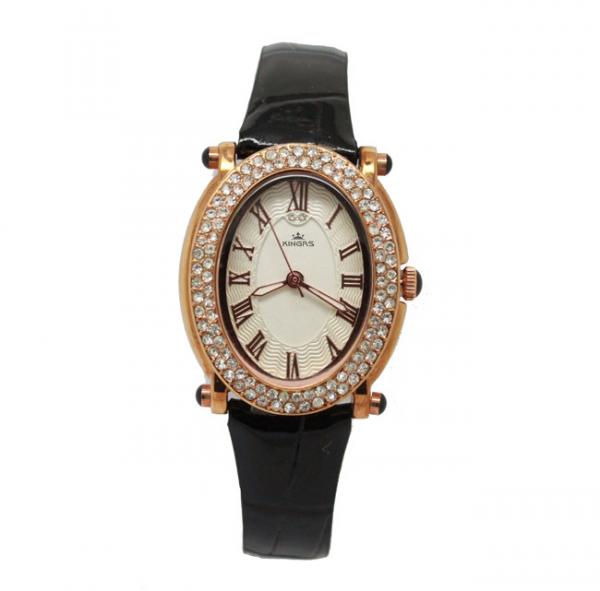 OEM Oval Alloy Case Diamond Quartz Watch White Leather Band Quartz Watch For