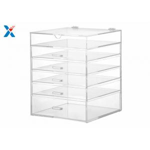 6 Tier Acrylic Cosmetic Makeup Organizer , Clear Cube Makeup Organizer With 5 Drawers