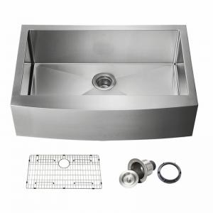 16 Guage Farmhouse Single Bowl Handmade Kitchen Sink With Center Drain