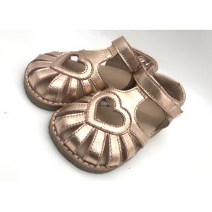 Soft Kids Shoes Gold Summer Sandals With Close Toe For Baby Girls