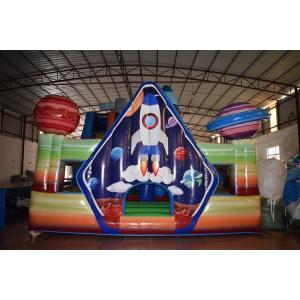 Spaceship Inflatable Fun City With Fence Wall Around / Party City Bounce House