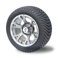 China Golf Cart 12'' Aluminum Alloy Wheel and 215/35-12 DOT Street Tire Assembly - Machined/Gunmetal on sale