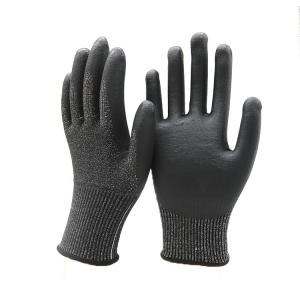 Cut Resistant Nitrile Foam Gloves 13G HPPE Plus Steel Wire Black Nitrile Palm Coated Cut Level 5 Gloves For Screwing