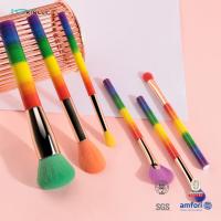 China Colourful Handle Synthetic Hair Makeup Brush 6Pcs Aluminum Ferrule on sale