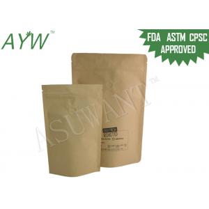 China Multi Sizes Reusable Stand Up Kraft Pouches Packaging Dark Roast Beans With Valve supplier