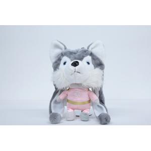 Grey / White Husky Dog Plush Toy , Adorable Siberian Husky Stuffed Animal